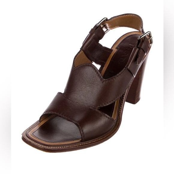 PRADA Pumps Sandals Brown Women's EU 38/US8 - Picture 1 of 16